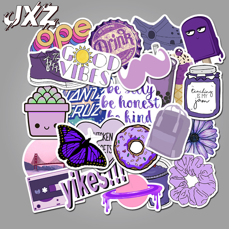 50 Pieces in Purple Fresh Cartoon Graffiti Stickers Luggage Water Cup Skateboard Refrigerator Decoration sticker 50 Pieces in Purple Fresh Cartoon Graffiti Stickers Luggage Water Cup Skateboard Refrigerator Decoration sticker