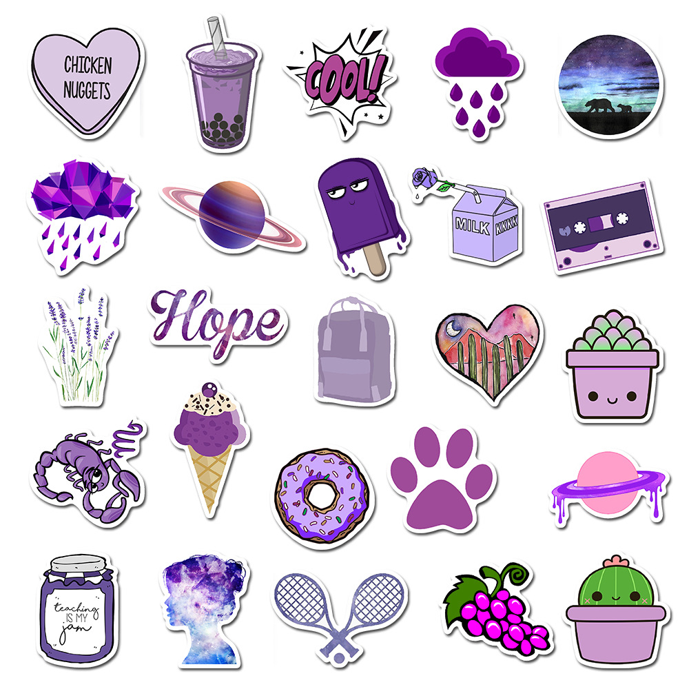 50 Pieces in Purple Fresh Cartoon Graffiti Stickers Luggage Water Cup Skateboard Refrigerator Decoration sticker 50 Pieces in Purple Fresh Cartoon Graffiti Stickers Luggage Water Cup Skateboard Refrigerator Decoration sticker