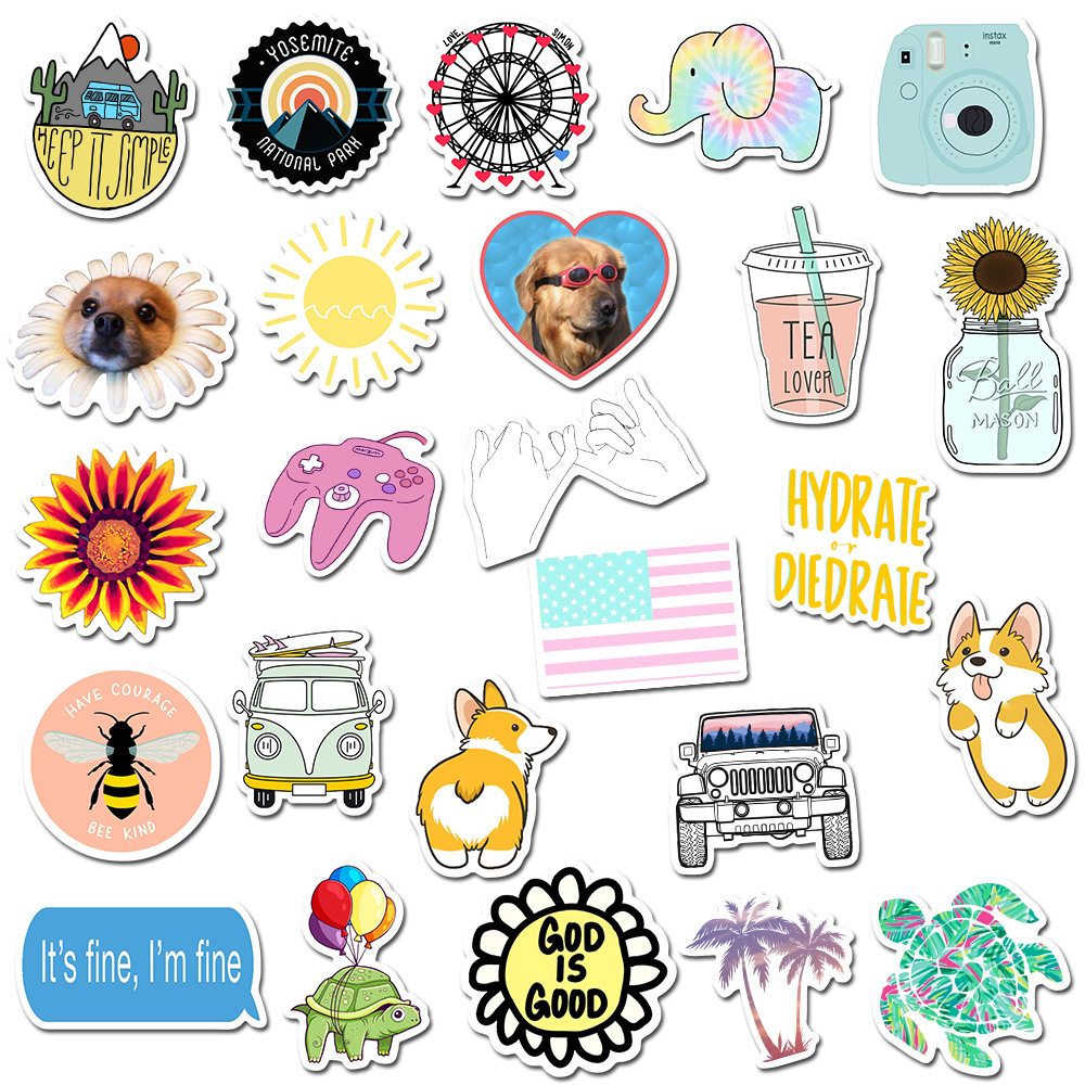 50 Pieces in Purple Fresh Cartoon Graffiti Stickers Luggage Water Cup Skateboard Refrigerator Decoration sticker 50 Pieces in Purple Fresh Cartoon Graffiti Stickers Luggage Water Cup Skateboard Refrigerator Decoration sticker