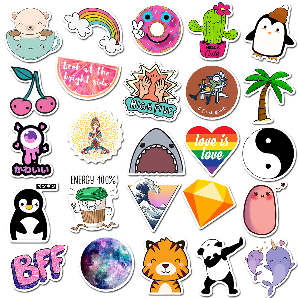 50 Pieces in Purple Fresh Cartoon Graffiti Stickers Luggage Water Cup Skateboard Refrigerator Decoration sticker 50 Pieces in Purple Fresh Cartoon Graffiti Stickers Luggage Water Cup Skateboard Refrigerator Decoration sticker