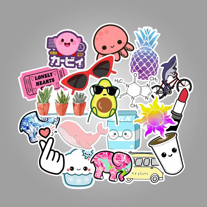 50 Pieces in Purple Fresh Cartoon Graffiti Stickers Luggage Water Cup Skateboard Refrigerator Decoration sticker 50 Pieces in Purple Fresh Cartoon Graffiti Stickers Luggage Water Cup Skateboard Refrigerator Decoration sticker