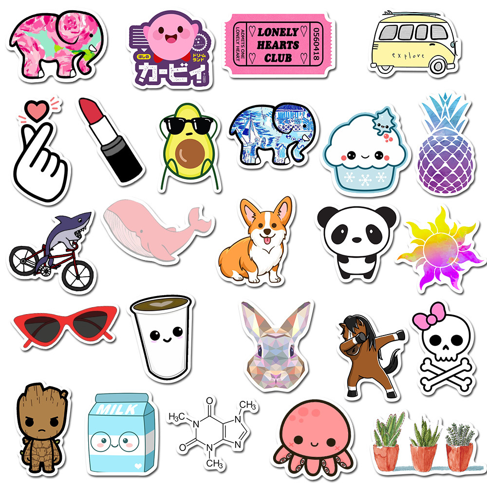 50 Pieces in Purple Fresh Cartoon Graffiti Stickers Luggage Water Cup Skateboard Refrigerator Decoration sticker 50 Pieces in Purple Fresh Cartoon Graffiti Stickers Luggage Water Cup Skateboard Refrigerator Decoration sticker