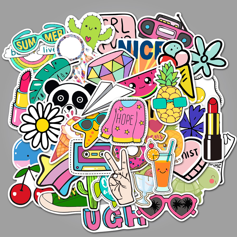 50 Pieces in Purple Fresh Cartoon Graffiti Stickers Luggage Water Cup Skateboard Refrigerator Decoration sticker 50 Pieces in Purple Fresh Cartoon Graffiti Stickers Luggage Water Cup Skateboard Refrigerator Decoration sticker