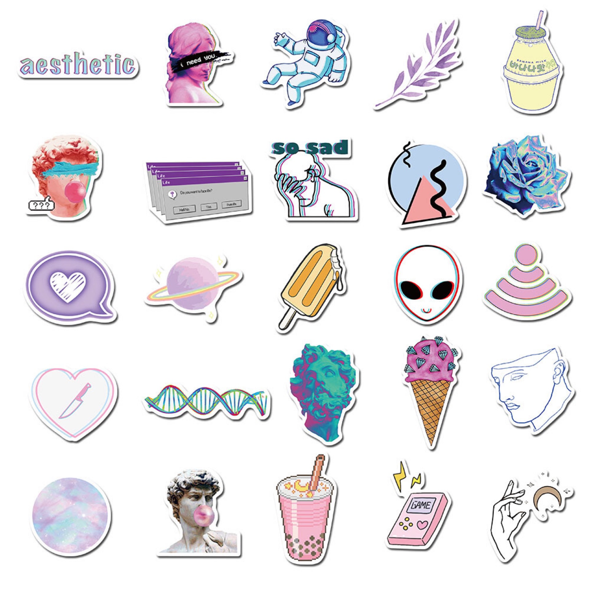 50 Pieces in Purple Fresh Cartoon Graffiti Stickers Luggage Water Cup Skateboard Refrigerator Decoration sticker 50 Pieces in Purple Fresh Cartoon Graffiti Stickers Luggage Water Cup Skateboard Refrigerator Decoration sticker