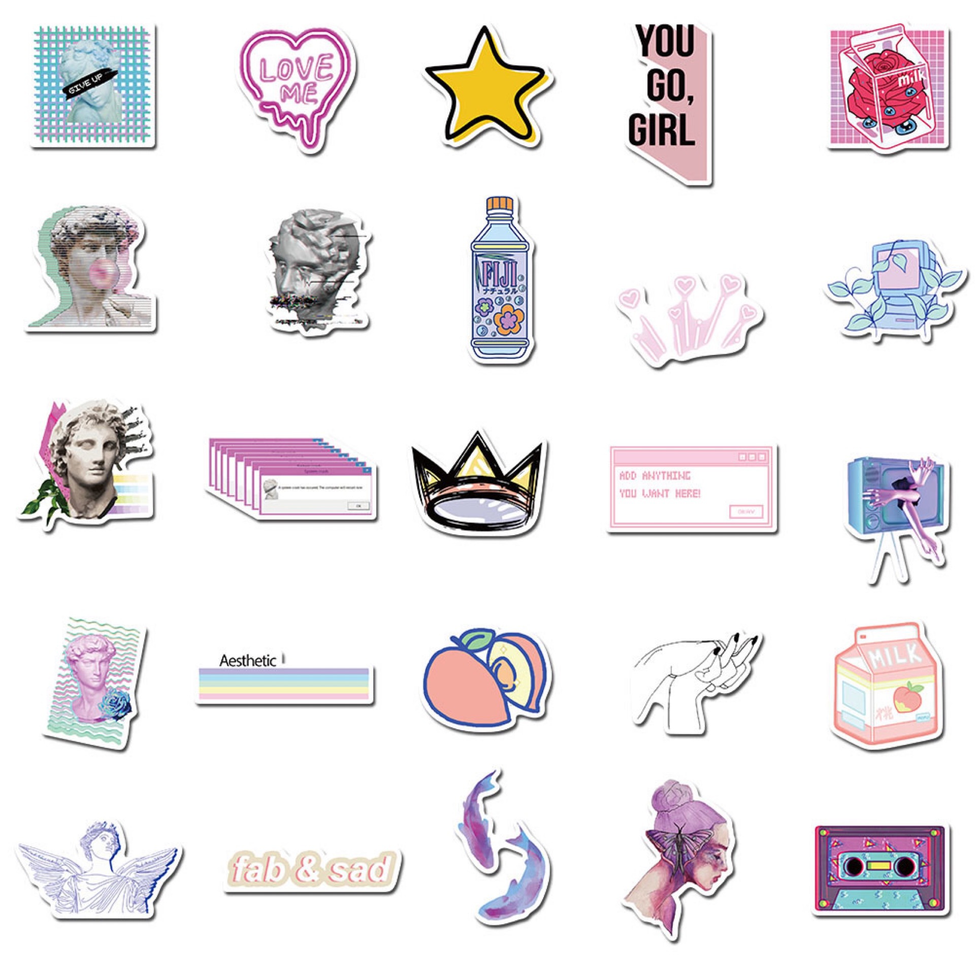 50 Pieces in Purple Fresh Cartoon Graffiti Stickers Luggage Water Cup Skateboard Refrigerator Decoration sticker 50 Pieces in Purple Fresh Cartoon Graffiti Stickers Luggage Water Cup Skateboard Refrigerator Decoration sticker