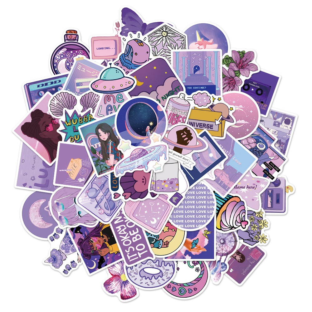 50 Pieces in Purple Fresh Cartoon Graffiti Stickers Luggage Water Cup Skateboard Refrigerator Decoration sticker 50 Pieces in Purple Fresh Cartoon Graffiti Stickers Luggage Water Cup Skateboard Refrigerator Decoration sticker