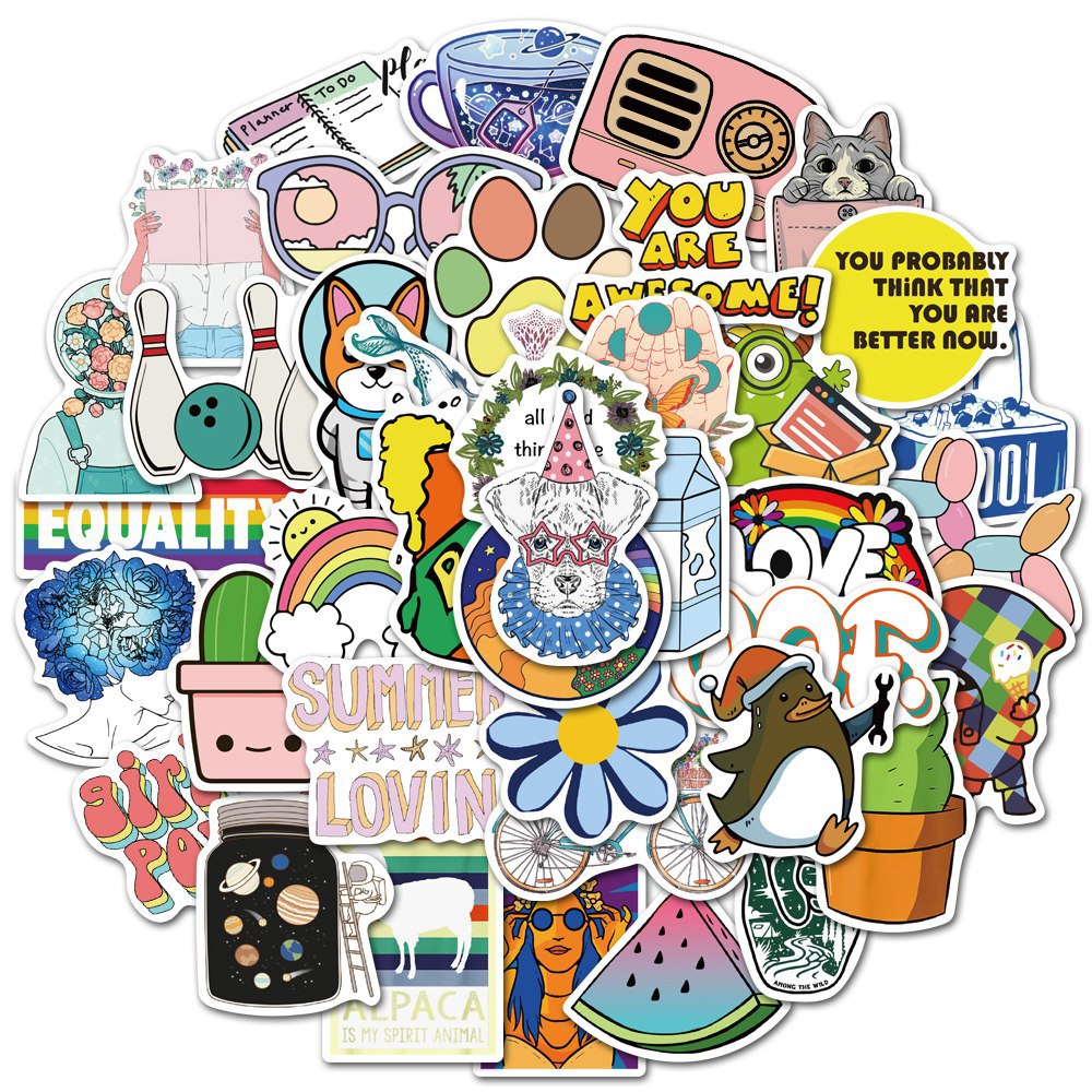 50 Pieces in Purple Fresh Cartoon Graffiti Stickers Luggage Water Cup Skateboard Refrigerator Decoration sticker 50 Pieces in Purple Fresh Cartoon Graffiti Stickers Luggage Water Cup Skateboard Refrigerator Decoration sticker
