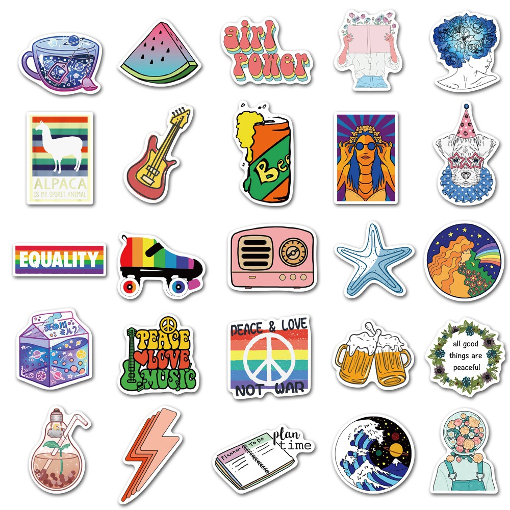 50 Pieces in Purple Fresh Cartoon Graffiti Stickers Luggage Water Cup Skateboard Refrigerator Decoration sticker 50 Pieces in Purple Fresh Cartoon Graffiti Stickers Luggage Water Cup Skateboard Refrigerator Decoration sticker