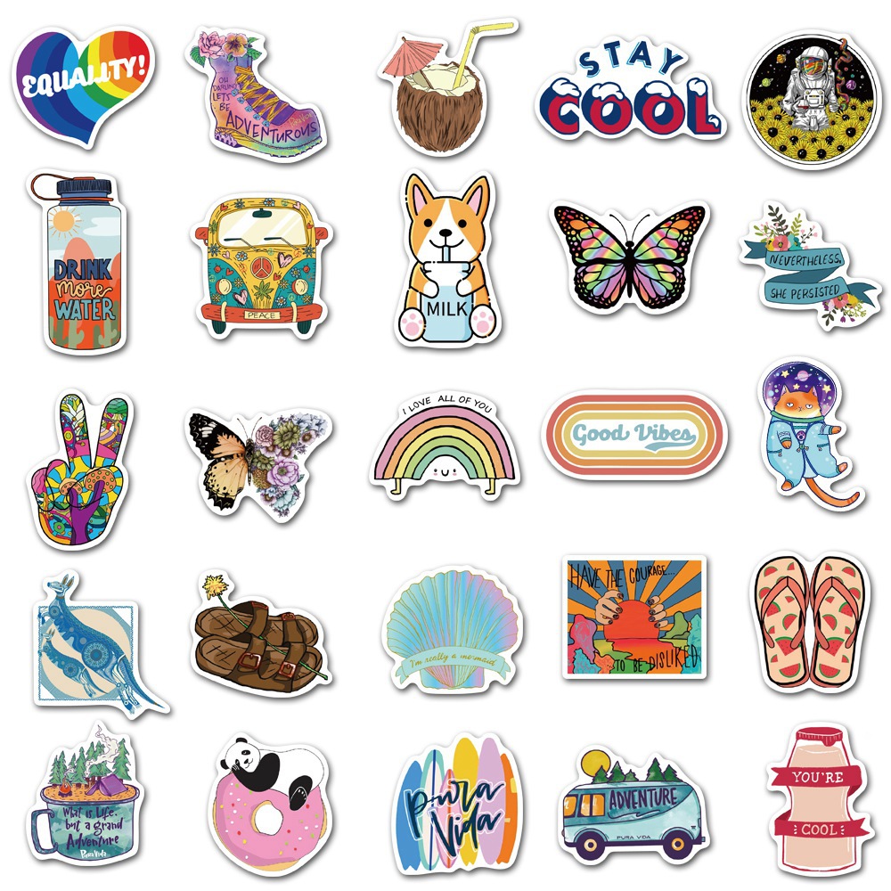 50 Pieces in Purple Fresh Cartoon Graffiti Stickers Luggage Water Cup Skateboard Refrigerator Decoration sticker 50 Pieces in Purple Fresh Cartoon Graffiti Stickers Luggage Water Cup Skateboard Refrigerator Decoration sticker