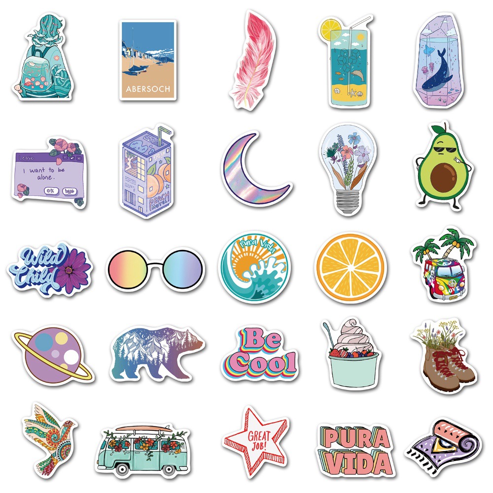 50 Pieces in Purple Fresh Cartoon Graffiti Stickers Luggage Water Cup Skateboard Refrigerator Decoration sticker 50 Pieces in Purple Fresh Cartoon Graffiti Stickers Luggage Water Cup Skateboard Refrigerator Decoration sticker