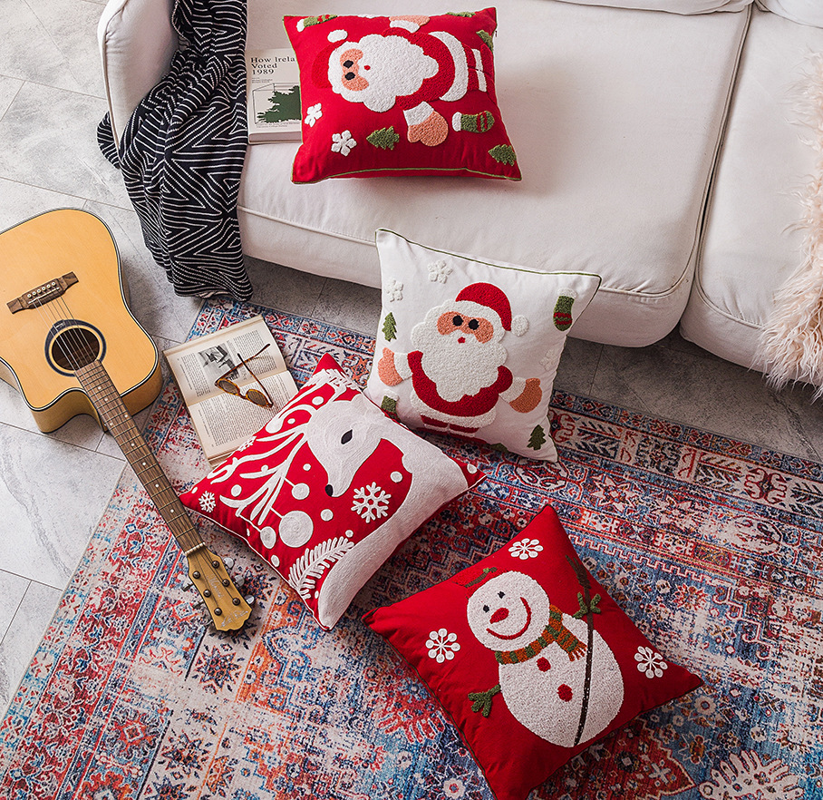 Hot Selling Christmas Gift Towel Embroidery Pillow Pillow with Insert Cushion Factory Direct Sales Wholesale Customization