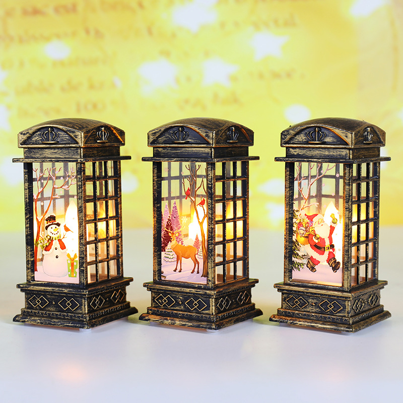 Cross-Border New Arrival Christmas Decorations Small Wind Light Retro Telephone Booth Small Night Lamp Creative Christmas Gift