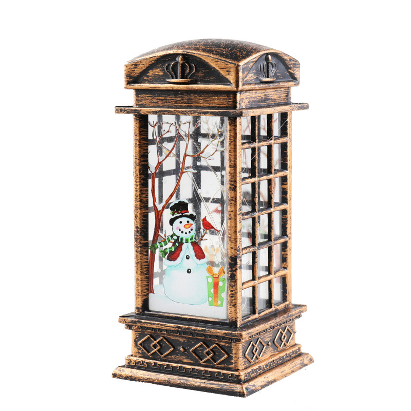 Cross-Border New Arrival Christmas Decorations Small Wind Light Retro Telephone Booth Small Night Lamp Creative Christmas Gift
