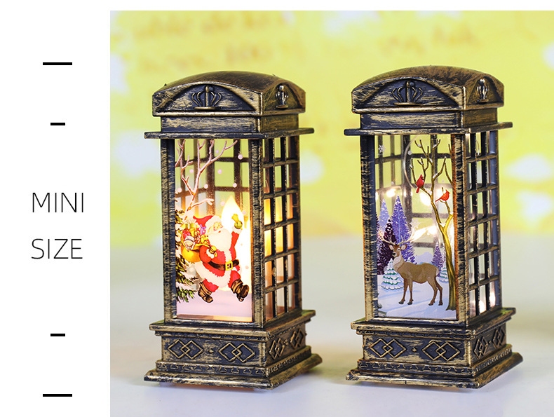 Cross-Border New Arrival Christmas Decorations Small Wind Light Retro Telephone Booth Small Night Lamp Creative Christmas Gift Cross-Border New Arrival Christmas Decorations Small Wind Light Retro Telephone Booth Small Night Lamp Creative Christmas Gift