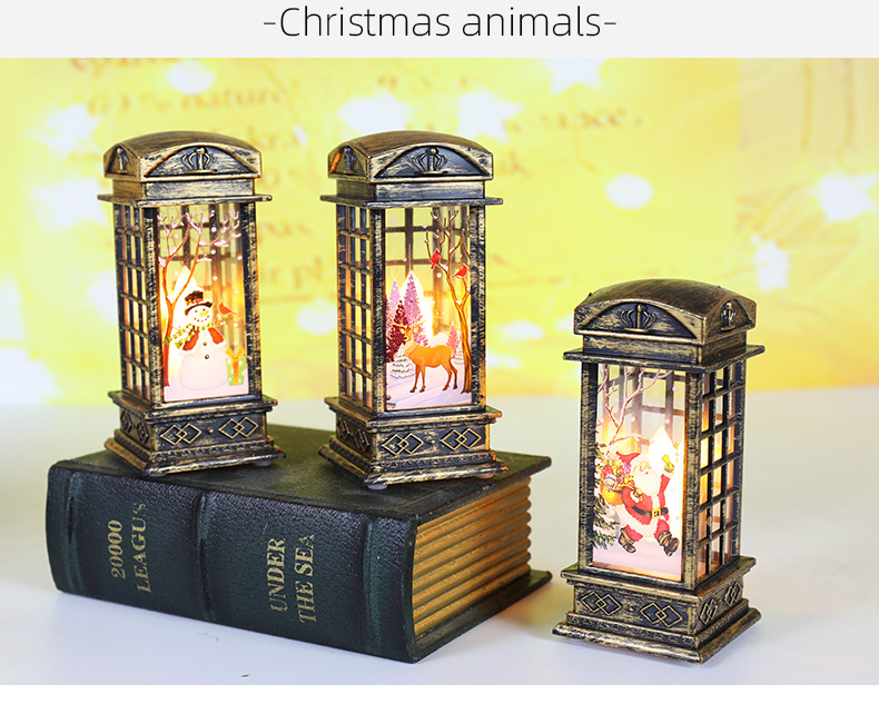 Cross-Border New Arrival Christmas Decorations Small Wind Light Retro Telephone Booth Small Night Lamp Creative Christmas Gift Cross-Border New Arrival Christmas Decorations Small Wind Light Retro Telephone Booth Small Night Lamp Creative Christmas Gift