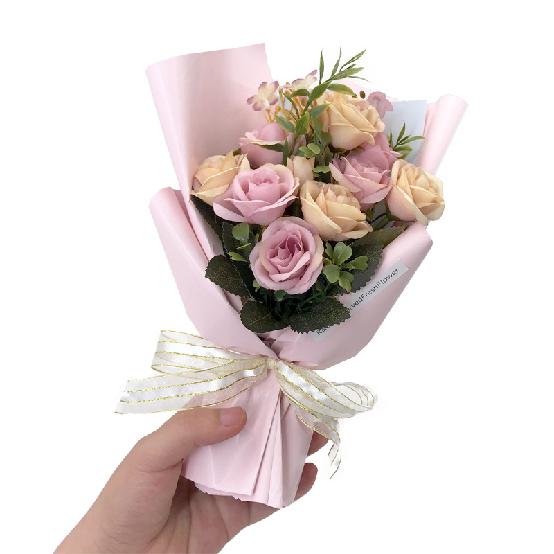 Rose Gift Box Fresh Valentine &#039;S Day Christmas Gift Artificial Flower Raw Silk Rose Bouquet Gift Box