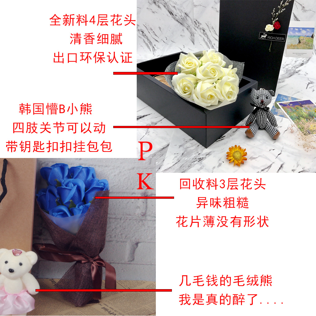 Rose Gift Box Fresh Valentine 'S Day Christmas Gift Artificial Flower Raw Silk Rose Bouquet Gift Box Rose Gift Box Fresh Valentine 'S Day Christmas Gift Artificial Flower Raw Silk Rose Bouquet Gift Box