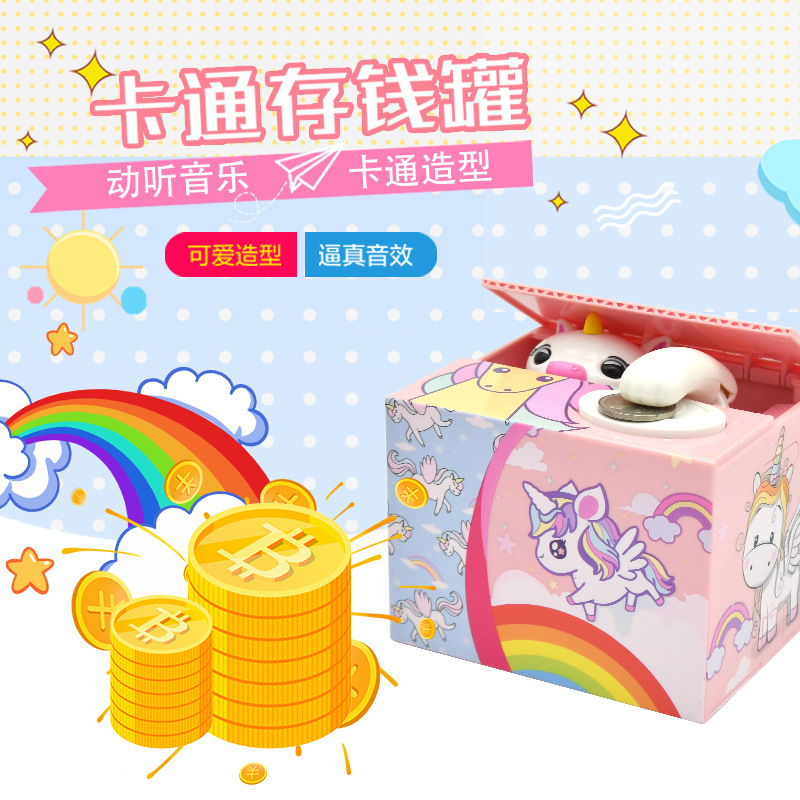 Foreign Trade Hot Sale Santa Claus Unicorn Coin Bank Creative Electric Music Steal Money Savings Bank Christmas Gift