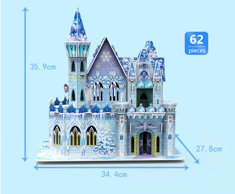 Cross-Border Hot Sale DIY 3D Puzzle Model Ice and Snow Castle Educational Building Blocks 3D Model Girl Christmas Gift Toy Cross-Border Hot Sale DIY 3D Puzzle Model Ice and Snow Castle Educational Building Blocks 3D Model Girl Christmas Gift Toy