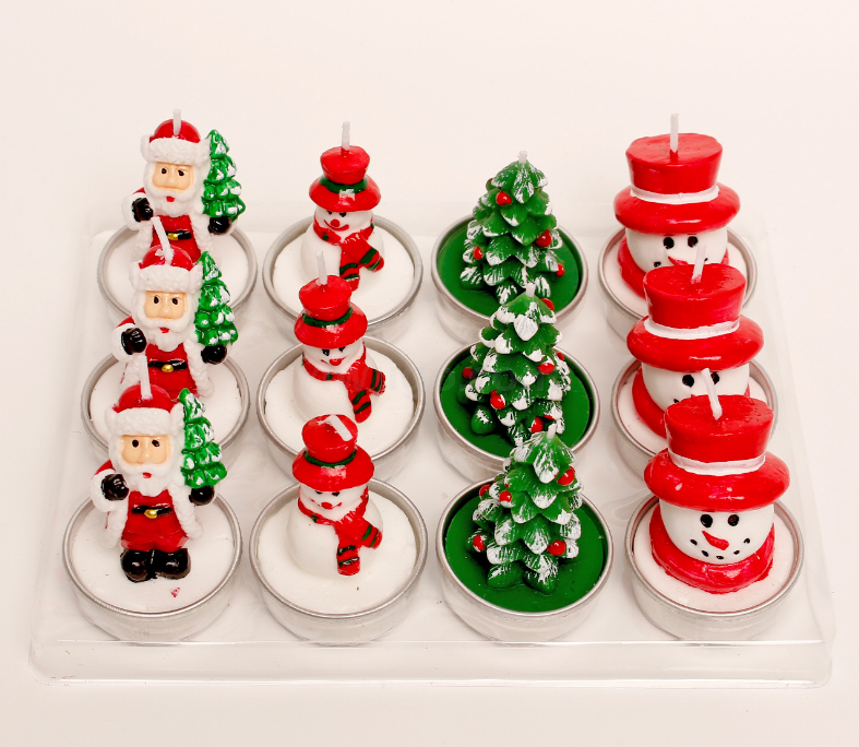 Filled 12 gift boxes filled with painted aluminum snowman Christmas tree tea Wax Filled 12 gift boxes filled with painted aluminum snowman Christmas tree tea Wax