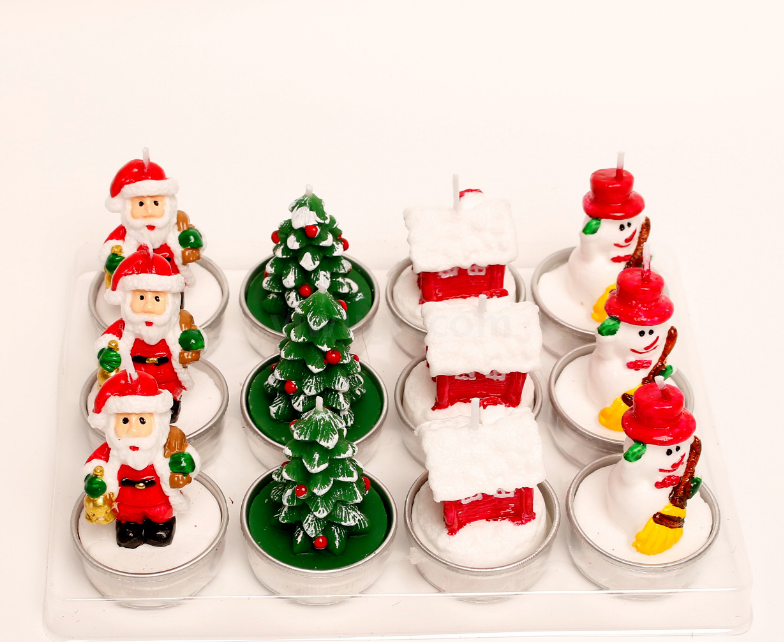 Filled 12 gift boxes filled with painted aluminum snowman Christmas tree tea Wax Filled 12 gift boxes filled with painted aluminum snowman Christmas tree tea Wax