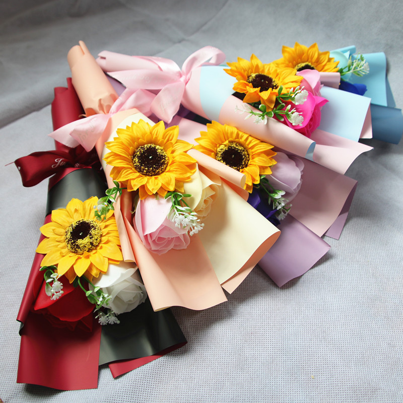Factory Wholesale Creative Single Rose Sunflower Hand Holding Soap Bouquet Birthday Gift Christmas Graduation Season Activity Factory Wholesale Creative Single Rose Sunflower Hand Holding Soap Bouquet Birthday Gift Christmas Graduation Season Activity