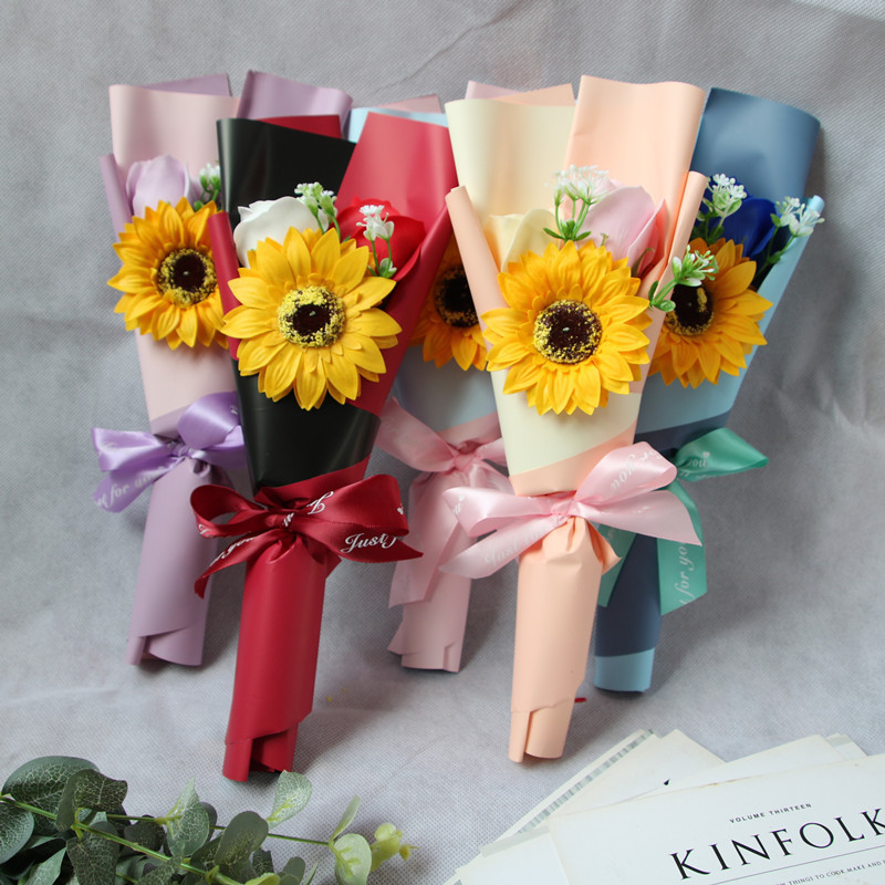 Factory Wholesale Creative Single Rose Sunflower Hand Holding Soap Bouquet Birthday Gift Christmas Graduation Season Activity Factory Wholesale Creative Single Rose Sunflower Hand Holding Soap Bouquet Birthday Gift Christmas Graduation Season Activity