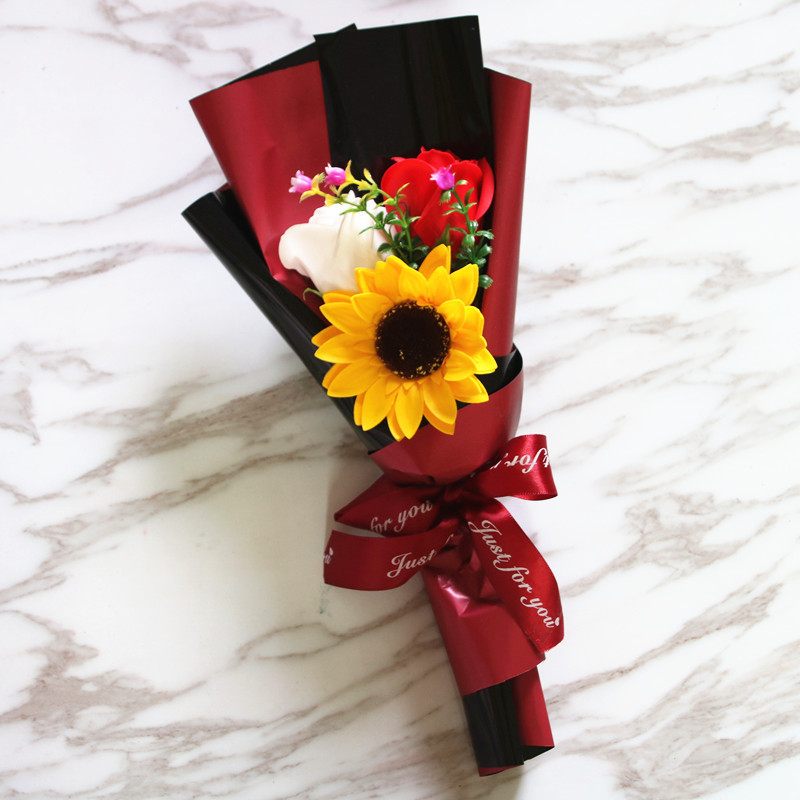 Factory Wholesale Creative Single Rose Sunflower Hand Holding Soap Bouquet Birthday Gift Christmas Graduation Season Activity Factory Wholesale Creative Single Rose Sunflower Hand Holding Soap Bouquet Birthday Gift Christmas Graduation Season Activity