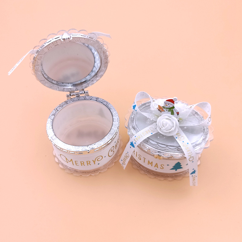 Creative Christmas Gift Box Box Cute Cartoon Sticky Flower Bow Bandage Plastic Box Christmas Gift Box
