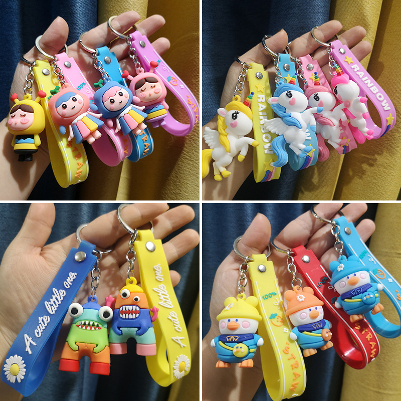 Tiger Keychain Cartoon Doll Christmas Pendant Soft Rubber Key Chain Cute Doll And Bag Hanging Ornament Small Gift
