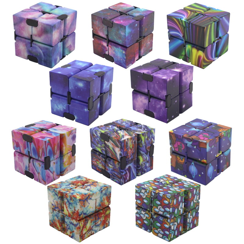 Cross-Border New Decompression Starry Sky Infinite Cube Second Generation Pressure Reduction Toy UV Color Printing Christmas Fingertip Cube Gift