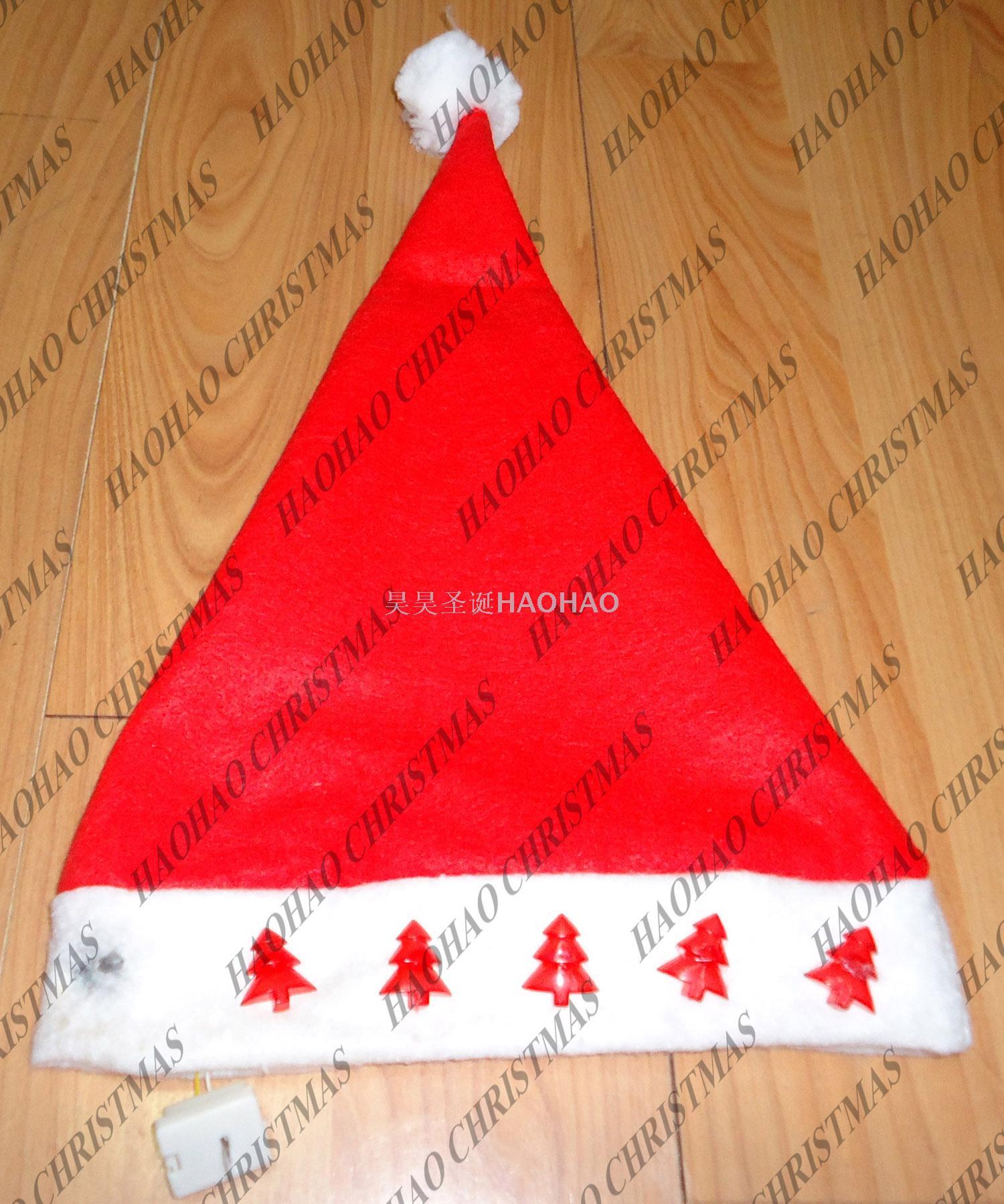 Christmas Hat Red Electronic Hat Christmas Ornament Hat Holiday Party Non-Woven Christmas Cap Five-Star Snowflake