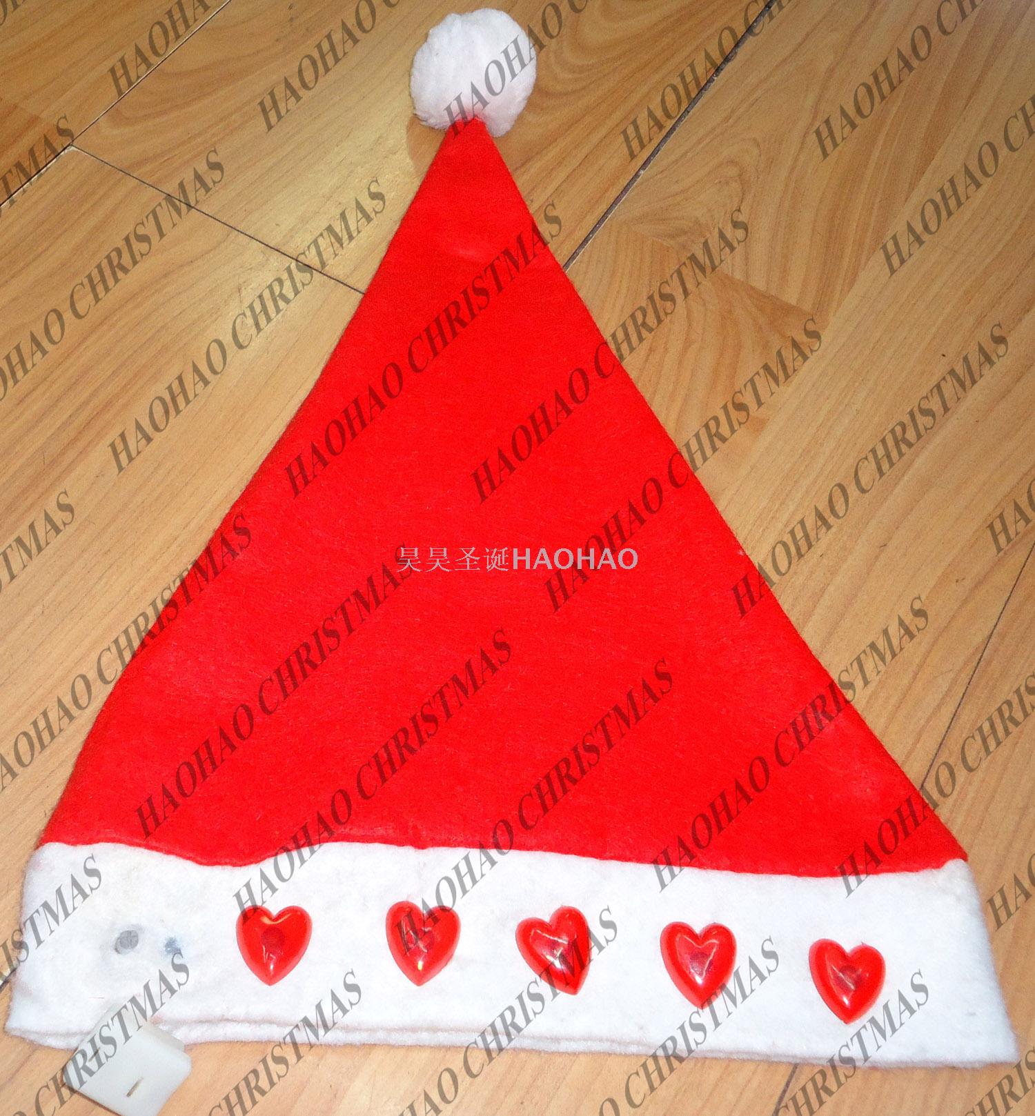 Christmas Hat Red Electronic Hat Christmas Ornament Hat Holiday Party Non-Woven Christmas Cap Five-Star Snowflake