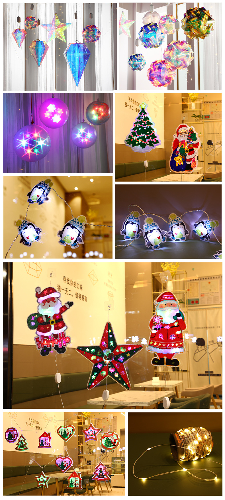 New Year Christmas Tree Lamp Snowflake Santa Claus Festival Decorative String Lights Colorful Lights Wholesale Led Sucker
