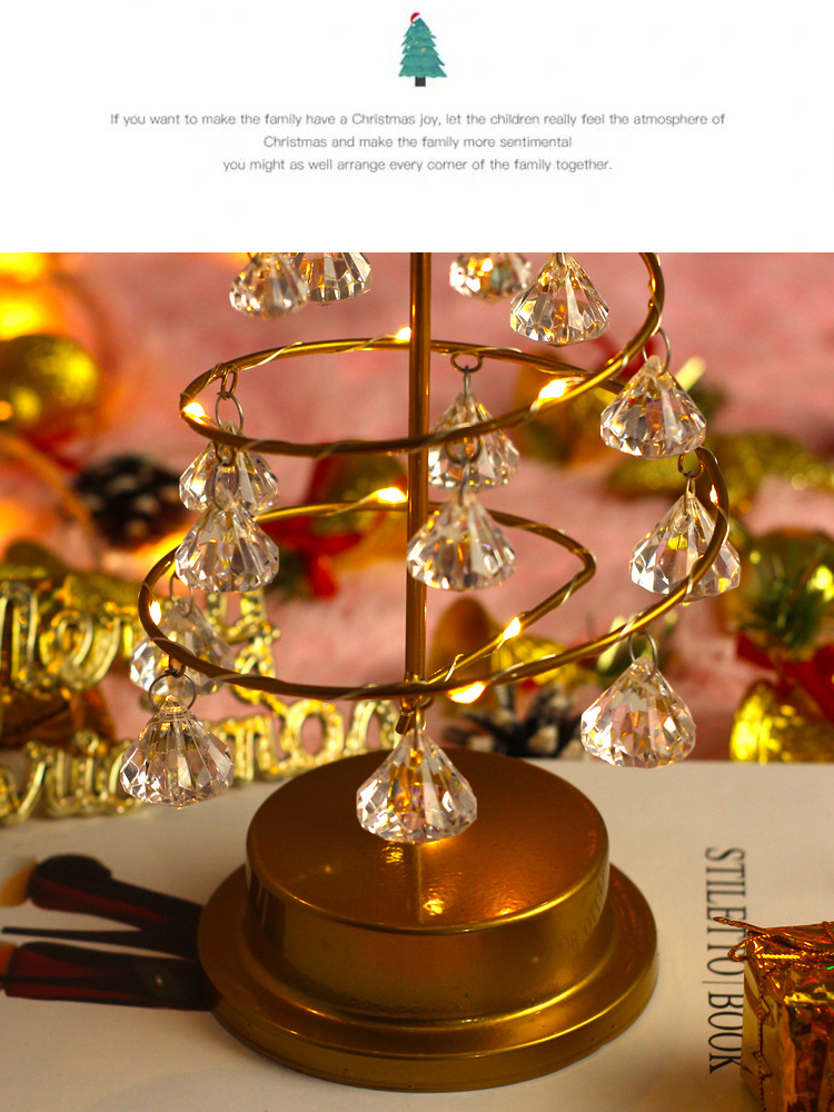 Cross-Border Christmas Tree Lamp Colored Lights Modeling Lamp Crystal Diamond Room Bedroom Small Night-Light Table Lamp Decorative Lamp Ornaments