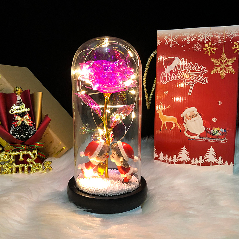 New Creative Christmas Tree Cedar Glass Cover Reindeer Decoration with Lights Cross-Border Amazon Sources