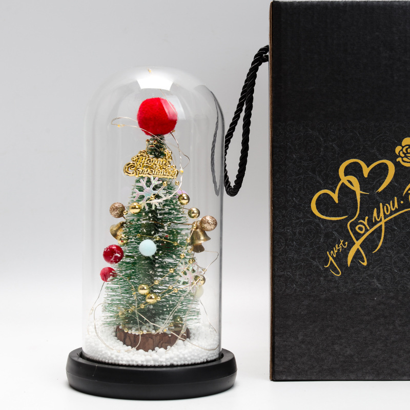 New Creative Christmas Tree Cedar Glass Cover Reindeer Decoration with Lights Cross-Border Amazon Sources