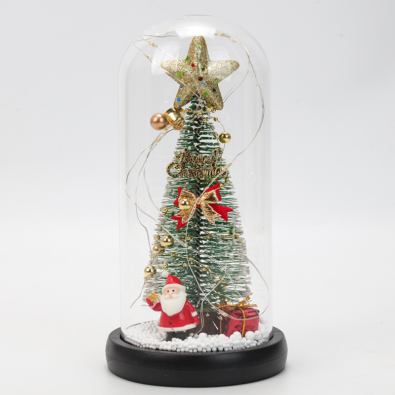 New Creative Christmas Tree Cedar Glass Cover Reindeer Decoration with Lights Cross-Border Amazon Sources