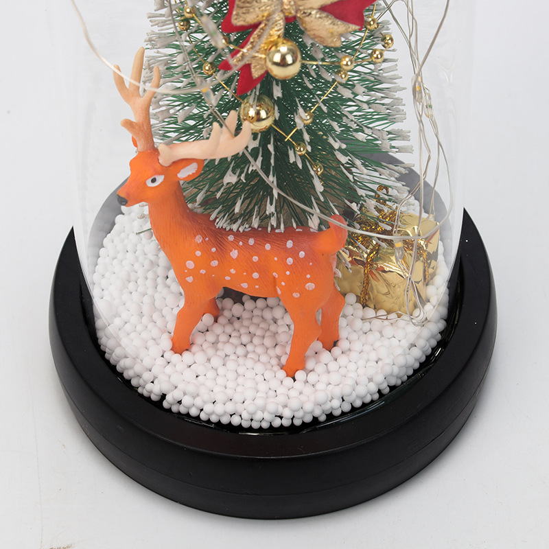 New Creative Christmas Tree Cedar Glass Cover Reindeer Decoration with Lights Cross-Border Amazon Sources