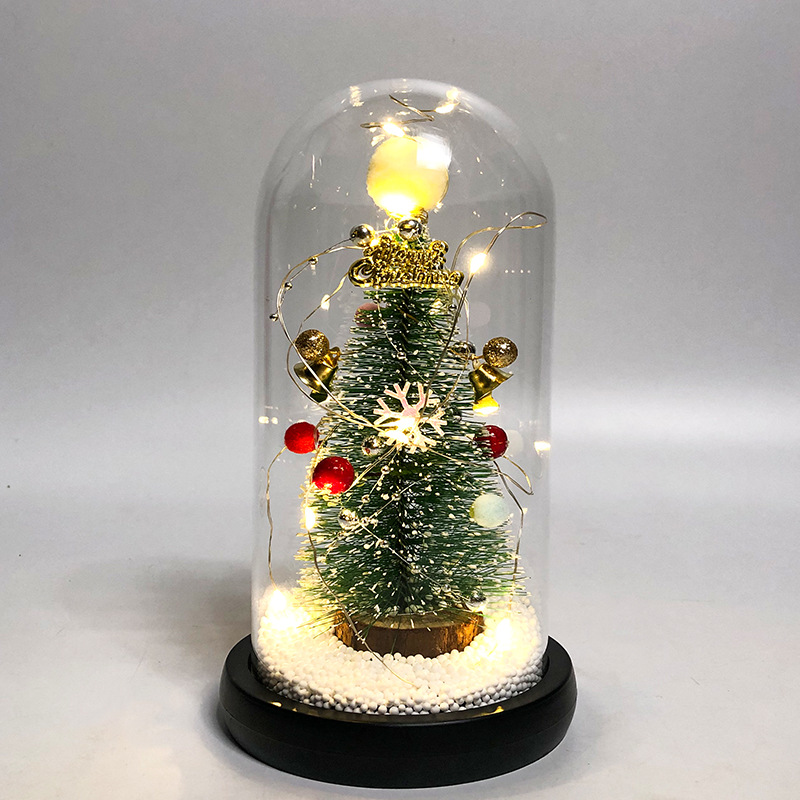 New Creative Christmas Tree Cedar Glass Cover Reindeer Decoration with Lights Cross-Border Amazon Sources