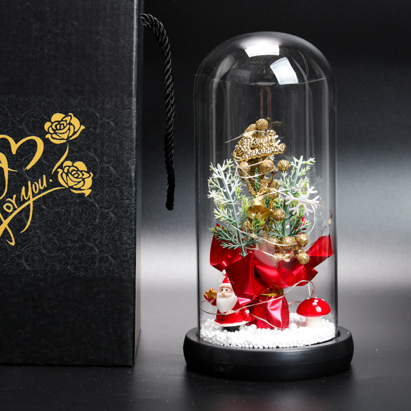 New Creative Christmas Tree Cedar Glass Cover Reindeer Decoration with Lights Cross-Border Amazon Sources