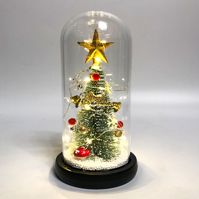 New Creative Christmas Tree Cedar Glass Cover Reindeer Decoration with Lights Cross-Border Amazon Sources