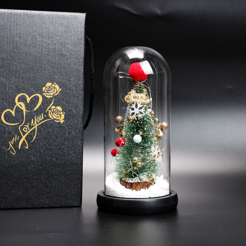 New Creative Christmas Tree Cedar Glass Cover Reindeer Decoration with Lights Cross-Border Amazon Sources