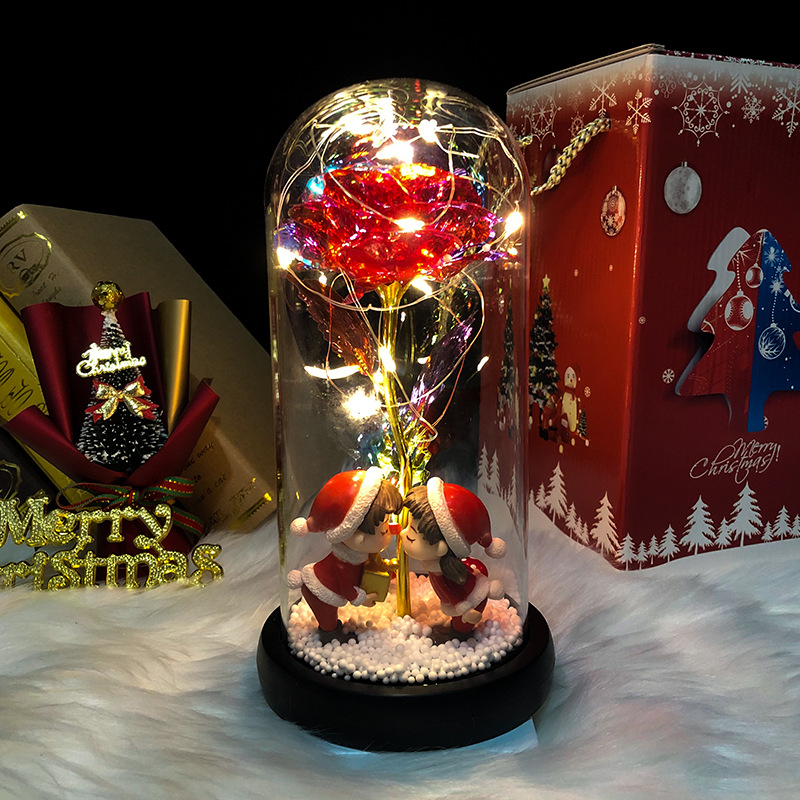 New Creative Christmas Tree Cedar Glass Cover Reindeer Decoration with Lights Cross-Border Amazon Sources