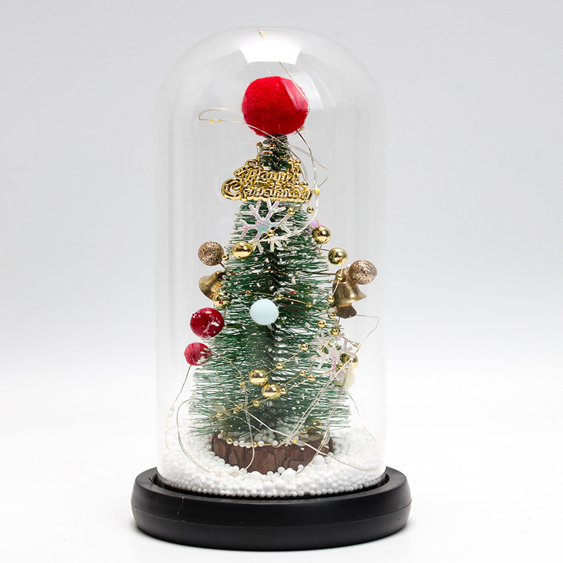 New Creative Christmas Tree Cedar Glass Cover Reindeer Decoration with Lights Cross-Border Amazon Sources