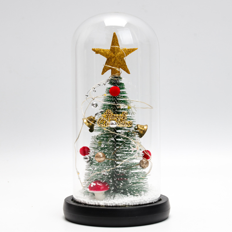 New Creative Christmas Tree Cedar Glass Cover Reindeer Decoration with Lights Cross-Border Amazon Sources