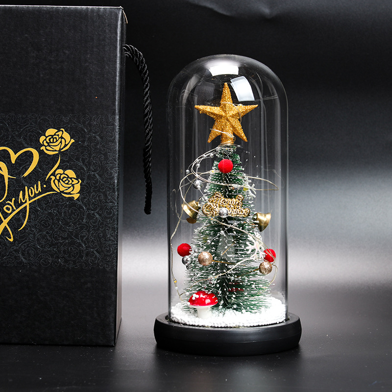 New Creative Christmas Tree Cedar Glass Cover Reindeer Decoration with Lights Cross-Border Amazon Sources