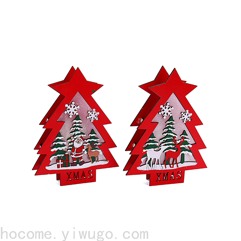 Wooden Christmas Tree Led Ornaments with Lights Christmas Crafts Ornaments