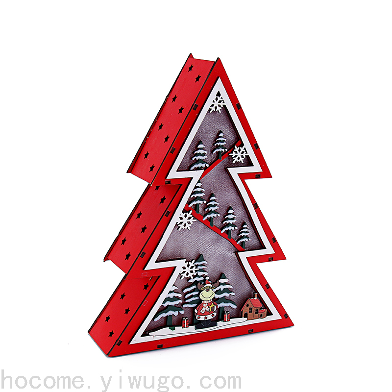 Wooden Christmas Tree Led Ornaments with Lights Christmas Crafts Ornaments