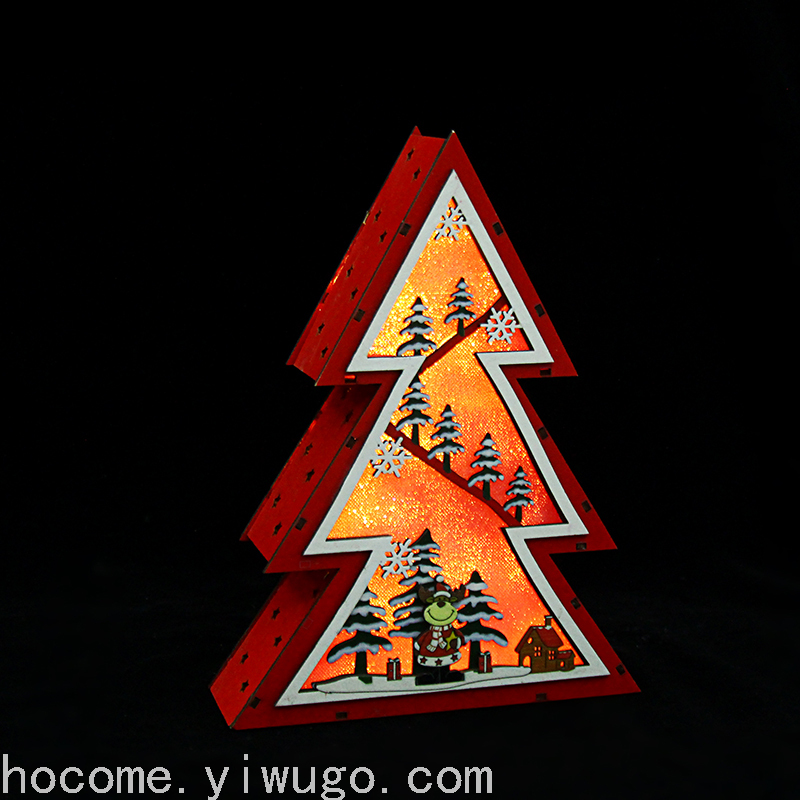 Wooden Christmas Tree Led Ornaments with Lights Christmas Crafts Ornaments